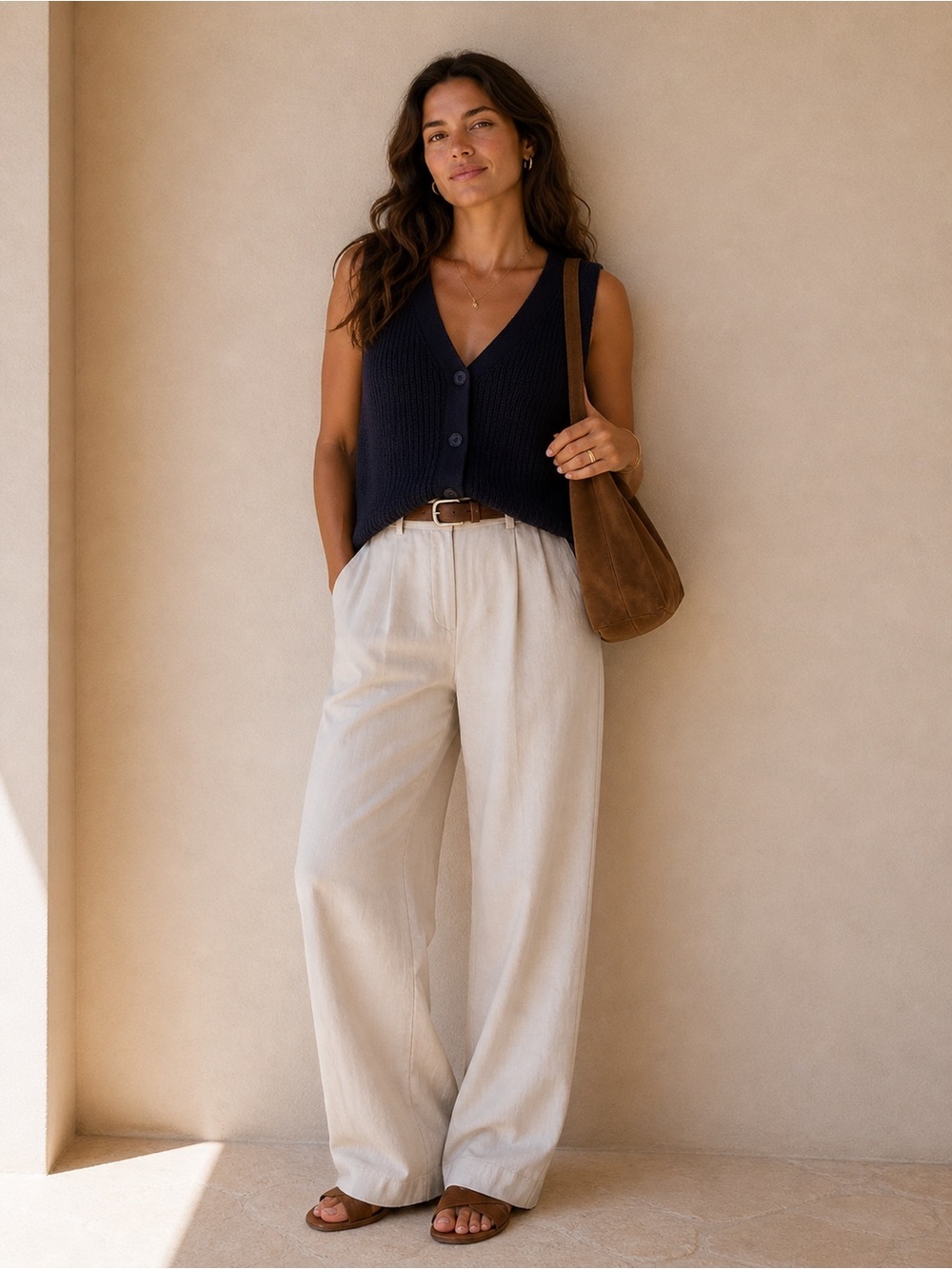 UNIVERSAL THREAD | 100% Cotton Sweater Vest | Navy Blue V-Neck Button-Front Vest